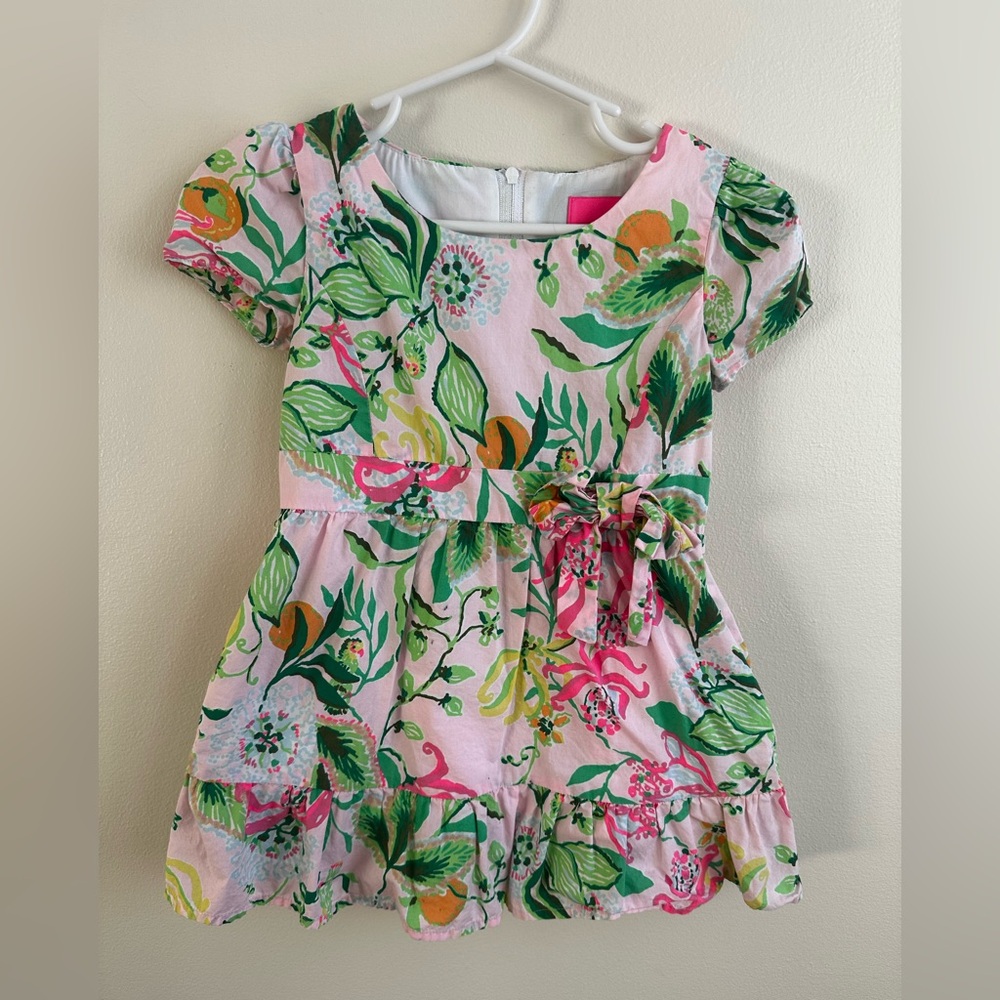 Lilly Pulitzer Pink Floral Tie-Waist Short Sleeve Dress